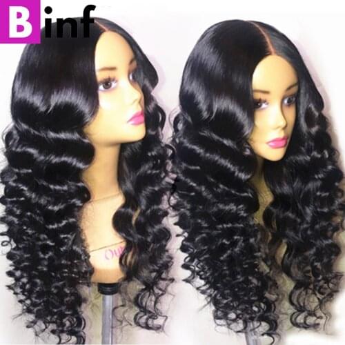 150% 180% Density 30 Inch Loose Deep Wave Wig 13x1 Mid Part Lace Front Human Hair Wigs For Black Women Remy 4x4 Lace Closure Wig