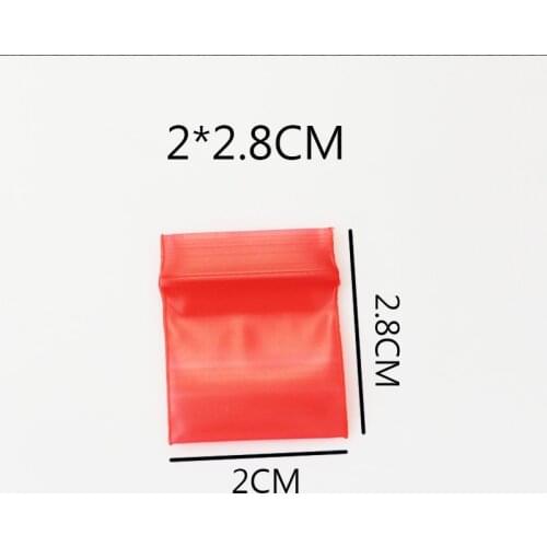 Plastic Packing Bags !100pcs/lot (2x2.8cm) Red Resealable Plastic Bag PE Zip Lock Pouches thickness:0.2mm