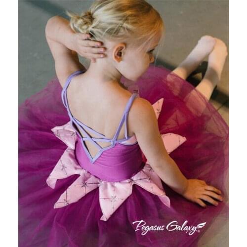 Professional Royal Long Tutu Ballet Dress Girl Classic Leaf Shape Ballet Dance Costume Retro adult Ballerina Dance Clothes Purpl