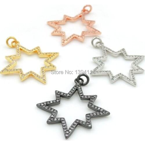 30*28*2mm Micro Pave Clear CZ Hollow Octagon Charms Fit For Making DIY Bracelets Or Necklaces Jewelry