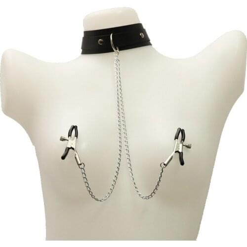 Sex Shop BDSM Bondage Restraint Fetish Collar Chain Collars Collocation Nipple Clamps No Vibrators Erotic Sex Toys for Women