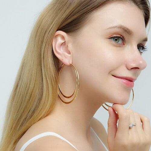Hoop Earrings 2021 Trendy Punk Golden Oversize Round Circle Big Earrings for Women Girl Wedding Gift Boucle d oreille femme