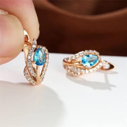 Cute Rainbow Crystal Leaf Earrings Water Drop Multicolor Zircon Earrings Charm Gold Color Hollow Hoop Earrings For Women Jewelry