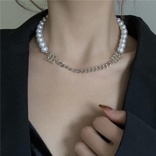 Splicing necklace small design sense neck chain 2021 new female INS hip-hop collarbone chain cold wind