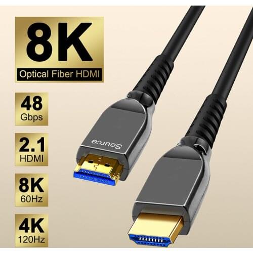 Fiber Optic HDMI Cable 8K HDMI 2.1 Cable 120Hz 48Gbps Ultra High Speed HDR eARC for HD TV Box Projector PS4 Cable HDMI 20m/65ft