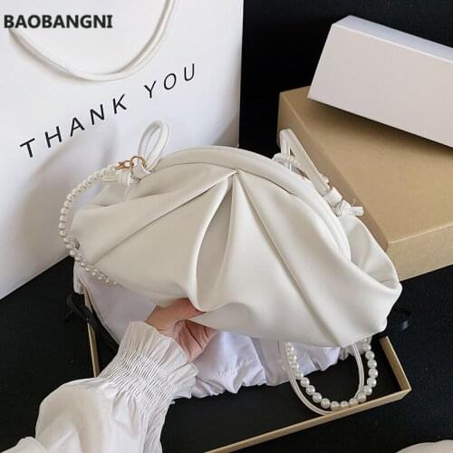Women Handbag New Summer Fashion Beading Crossbody Messenger Bag Vintage Small Solid Cute Cloud Bags