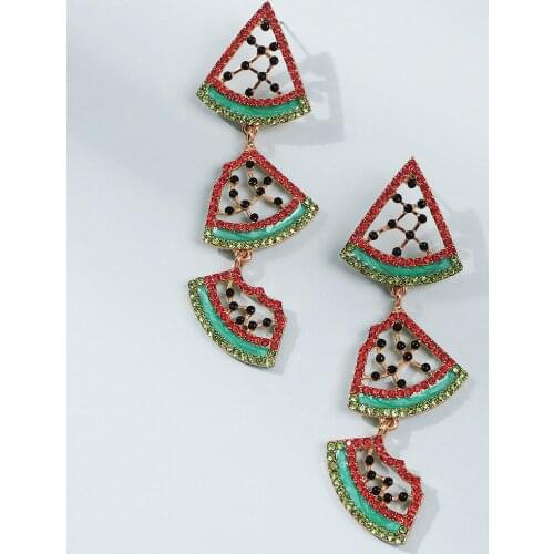 Han Edition Simple Watermelon Female Fun Personality Stud Earrings ValentineS Day Gift Asymmetric Earrings Accessories