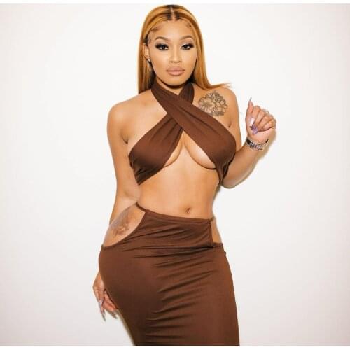 Womens Sexy Straps and More Ways To Wear Nightclub Dresses Ladies Sleeveless Neck Mounted Mid-calf Party Dress Pink