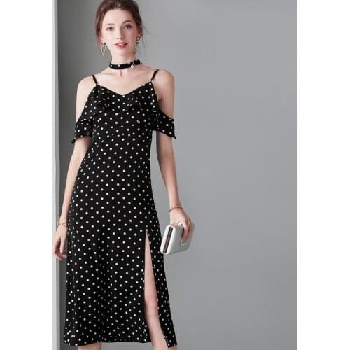 Black polka dot floral maxi dress women robe femme 2020 summer long work boho beach office sexy party luxury dresses plus size