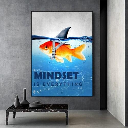 Animal Mentality Is All Motives Shark Fish Canvas Painting Posters and Print Printed Animal Wall Art Pictures For Home Decor