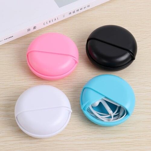 1PC Multi-function Round Shaped Earphone Case Data Line Box Wire Cable Organizer Jewelry Protective Carry Pouch Storage Pocket