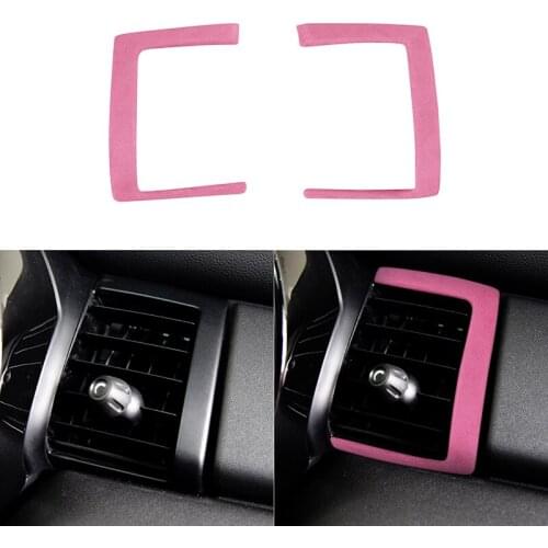 2PCS Suede Car Front Air Outlet Decoration Stickers Frame Cover Trim for MINI F55 F56 F57 2014-2020 Auto Styling Accessories