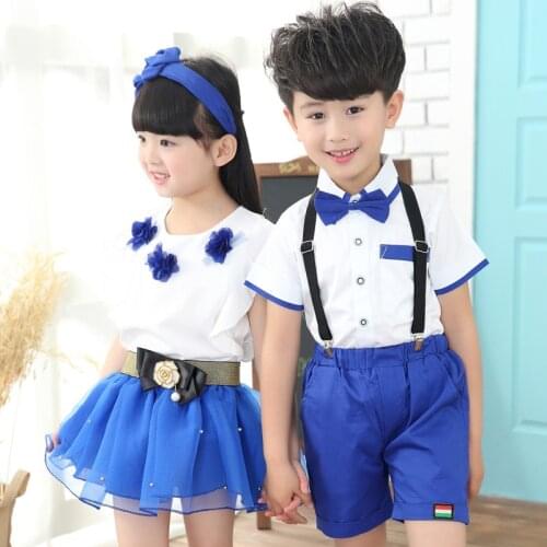2016 Summer Childrens School Uniforms Clothing Set Girls & Boys Performing Clothes Sets Kindergarten Kids Clothing