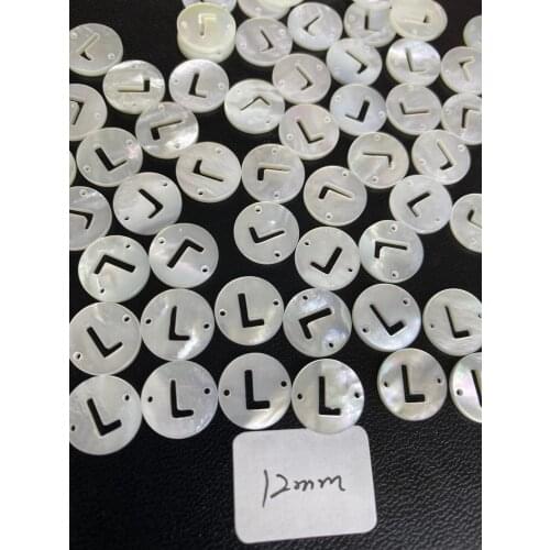 30PCS/LOT Round Natural Mother of Pearl Shell Bead A to Z letter shell for Jewelry Handmade DIY Bracelet