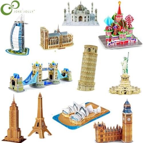 3D Three-dimensional Famous Building Model Toys Puzzles Kids DIY World Famous Tower Bridge House Jigsaw Educational Toy Gift ZXH