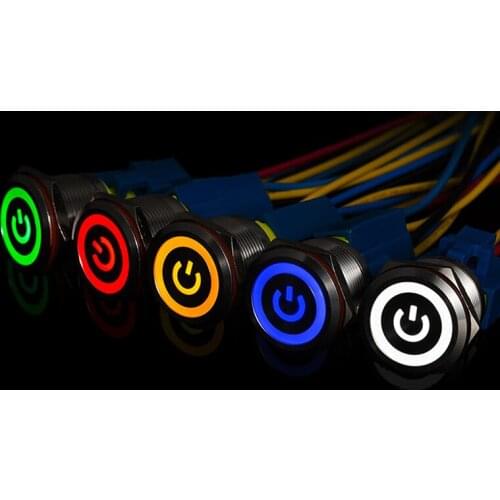 5/12V Waterproof Metal Push Button Switch With LED light Power Momentary Switch 12mm Wholesale