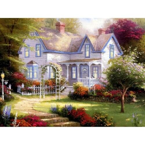 5D DIY Diamond Painting Villa Landscape Garden Scenery Mosaic Rhinestone Diamond Embroidery Full Cross Stitch Home Decor Gifts