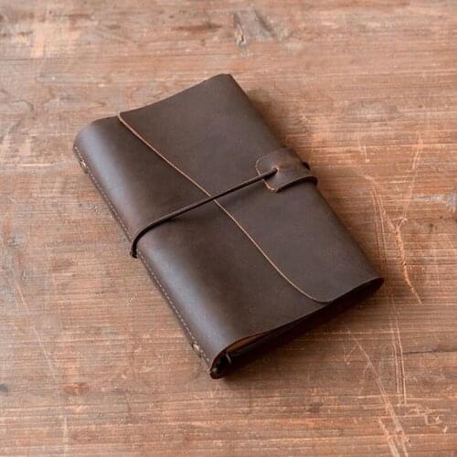 A5/A6 Vintage Genuine Leather Travelers Notebook Diary Journal Planner Sketchbook Handmade Notebook Wood Paper Inner