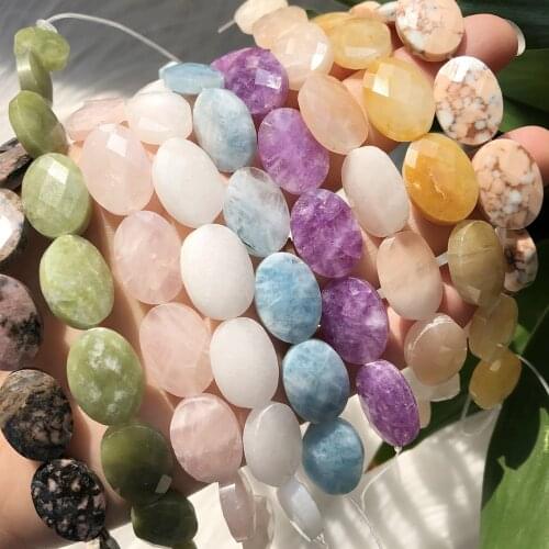 Natural Minerals Stone Faceted Turquoises Agates Jades Amethysts Stone Oval Round Shape Bead For Jewelry Making DIY Bracelet