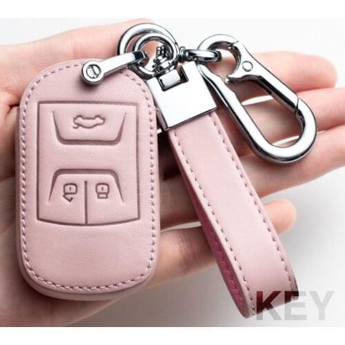 Leather Car Key Cover Case For Chery Tiggo 3 8 7 5X 2019 2020 Smart Keyless Remote Fob Protect Case Holder Keyring