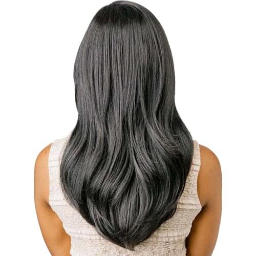 Black Long Curly Wig, Natural Silky Human Hair Curly Wavy Hair Wig, Women Daily Party Cosplay Costume Heat Safe 60cm