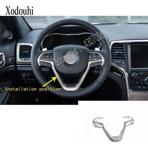 For Jeep Grand Cherokee 2014 2015 2016 2017 2018 2019 Car Detector ABS Chrome Steering Wheel Interior Kit Trim Lamp Frame Parts