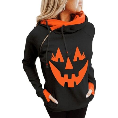 Halloween clown pattern ladies hoodies long sleeve pullover sweatshirt casual fashion cotton streetwear female