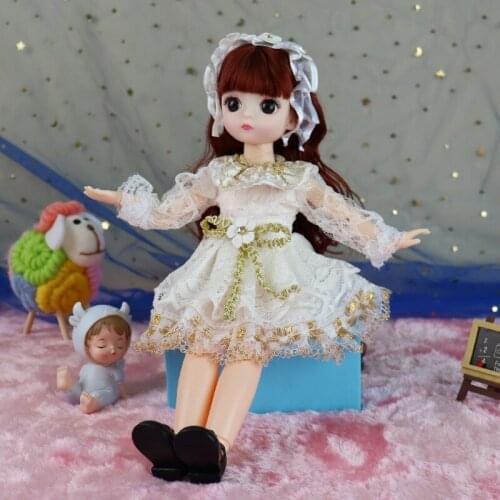 New Bjd 30cm Doll 6 Points Fashion Cute Princess Dress Set 3D Eyes 13 Joint Movable Girl Dress Up Clothes Doll Birthday Gift