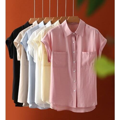 Summer drop shoulder shirt with loose design and Hong Kong Style pocket Tencel shirts 0607