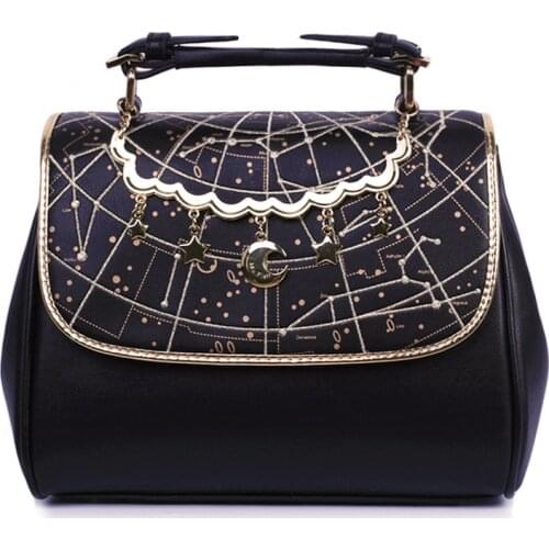 Lolita Constellation Blue Sky Stars Gothic Vintage Harajuku Sweet Galaxy Handbag Shoulder Bags Tote