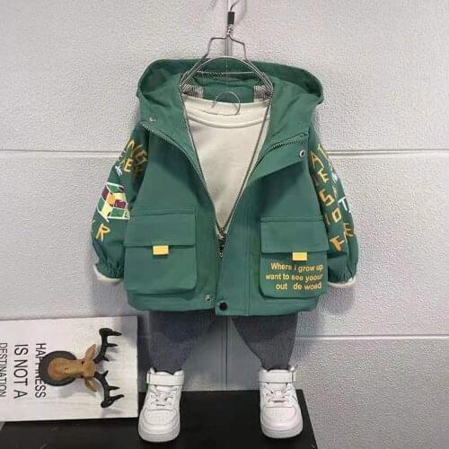 Fashion Baby Jacket Spring Autumn Long Sleeve Hooded Kids Letter Print Clothing Children Casual Sport Jackets Raincoat Jacket