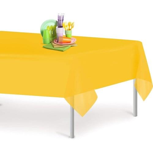 Promotion - Party Wedding Birthday Supplies, Yellow Rectangle Disposable Plastic Tablecloth 137x234cm