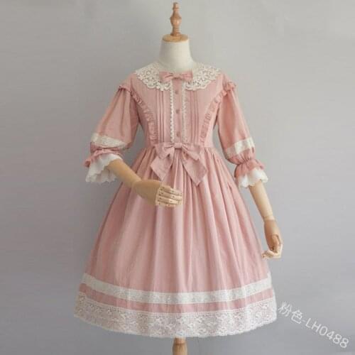 Gothic palace princess sweet lolita dress vintage lace bowknot o-neck high waist victorian dress kawaii girl gothic lolita op