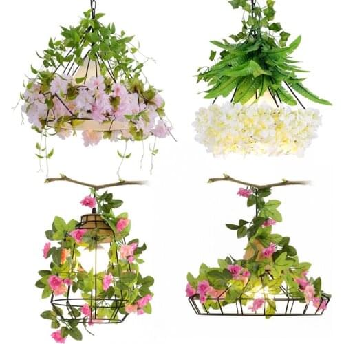 Industrial Wind Flower pendant light Creative theme music restaurant bar decoration light Fixture Simulation Green Hanging Lamp