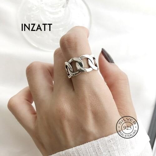 INZATT Real 925 Sterling Silver Chain Hollow Ring For Fashion Women Party Punk Fine Jewelry Minimalist Accessories 2019 Gift