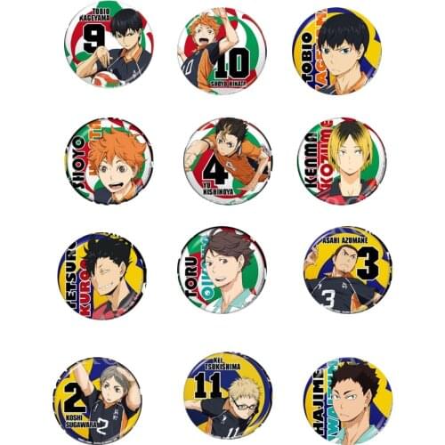 1pcs 58MM Anime Badge Haikyuu Hinata Syouyou kageyama tobio sawamura daichi Badge Pin Brooch Backpack Badge Fans pin