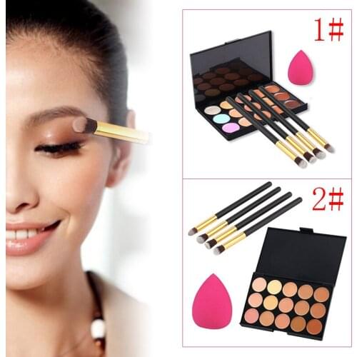 15 Color Concealer Contour Concealer Palette +4 Power Brush+ 1Sponge Puff Face Cream Naked Cover Bronzer Makeup Set Maquiagem