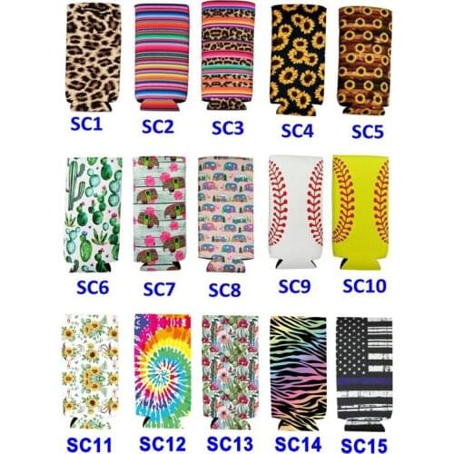 20 pcs Slim Can Cooler,Tall Stubby Holder Foldable Stubby Holders Beer Cooler Bags Fits 12oz Slim Energy Drink & Beer