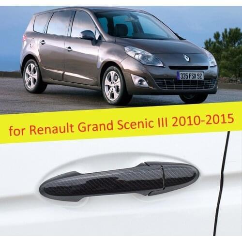 4 PCS Carbon Fiber Door Handle Cover Catch Trim Car Accessories for Renault Grand Scenic III XMOD 2010 2011 2012 2013 2014 2015
