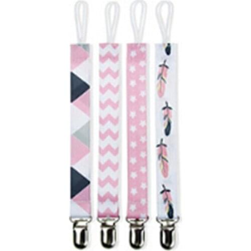 Baby Pacifier Clip Chain Ribbon Holder Pacifier 4 Pcs Soother Clips Leash Belt Nipple Holder For Infant Feeding