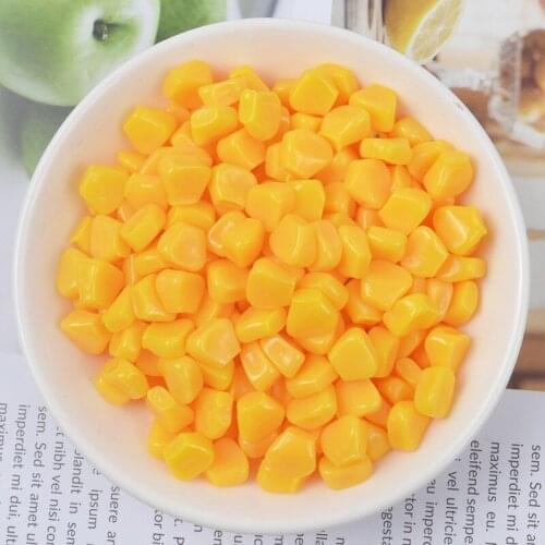 50Pcs/lot Simulation Corn Kernels Resin Cabochon Beads Artificial Food Flatback Cabochons for Phone Deco Part Scrapbooking DIY