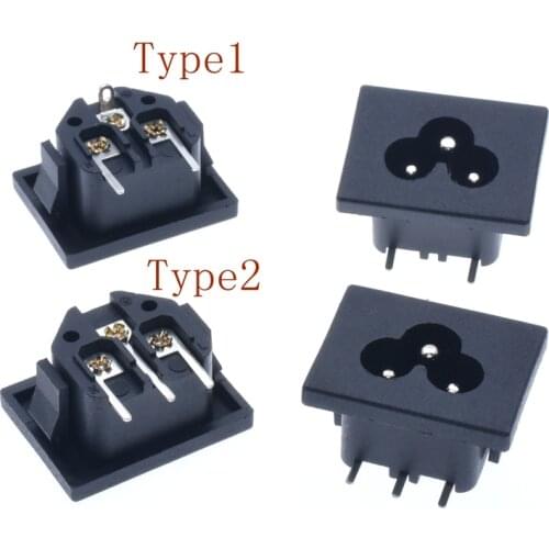 AC250V 2.5A Right Angle IEC 320 C6 AC Power Socket Connector Inlet Snap-In Mount and PCB Terminal