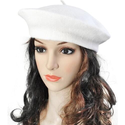 Fashion Casual hats Vintage Winter Warm Wool Plain Beret Women Girls Artist Solid Black Red Beanie Hat Caps Boinas para mujer