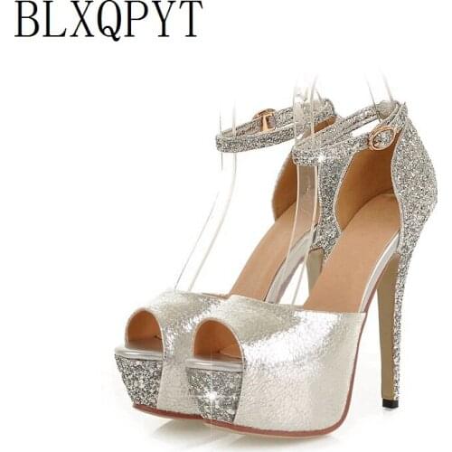 BLXQPYT Summer Womens Sandals Sexy fashion Big Size 32-43 Peep toe Super High Heels13cm Pumps wedding Party shoes woman 8-152