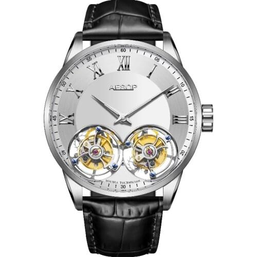 NEW Top Brand Luxury Fashion Tourbillon watch Men Automatic Mechanical Double Tourbillon Hollow Personality Unique Men Clock