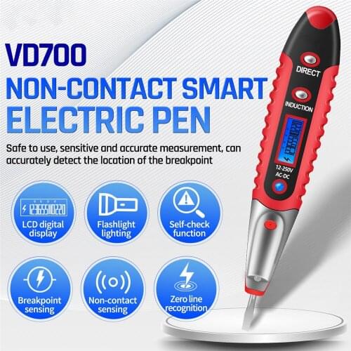 Digital Voltage Detector Smart Non-Contact Tester Pen Meter 12-250V Current Electronic Sensor Test Pen LCD Display Screwdriver