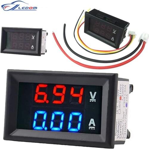 DC 100V 10A Voltmeter Digital Voltmeter Ammeter Blue + Red LED Amp Dual Digital Volt Meter Gauge Electromobile Motorcycle Car