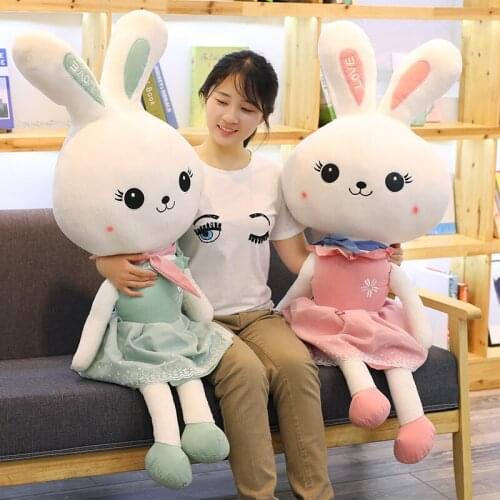 Dorimytrader kawaii princess dress rabbit plush doll big soft cartoon LOVE rabbit toy bunny dolls for girl gift 49inch 125cm