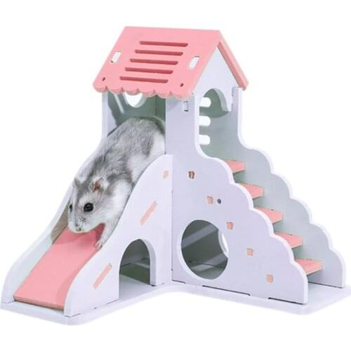 Hamster Hideout House Double Layer Hamster Climbing Playing House With Slide Small Pet Rodent Gerbil Exercise Toy Hut For Pets