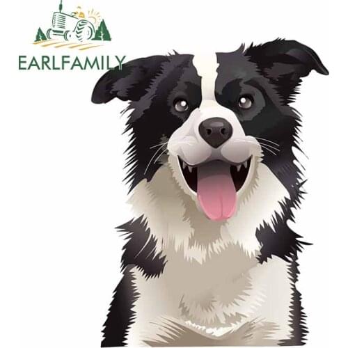 EARLFAMILY 13cm x 9.9cm for Border Collie Dog Fine Decal Car Door Protector Stickers Vinyl Material Waterproof Custom Printing